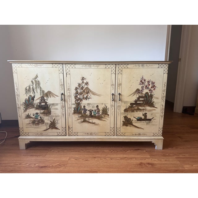 1960s Asian/Chinoiserie-Style Furniture Set. China Cabinet & Credenza For Sale - Image 4 of 5