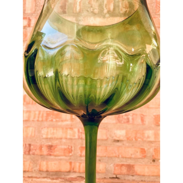 Mid-Century Modern Mid-Century Decorative Green Cut Glass Cup, 1960s For Sale - Image 3 of 11