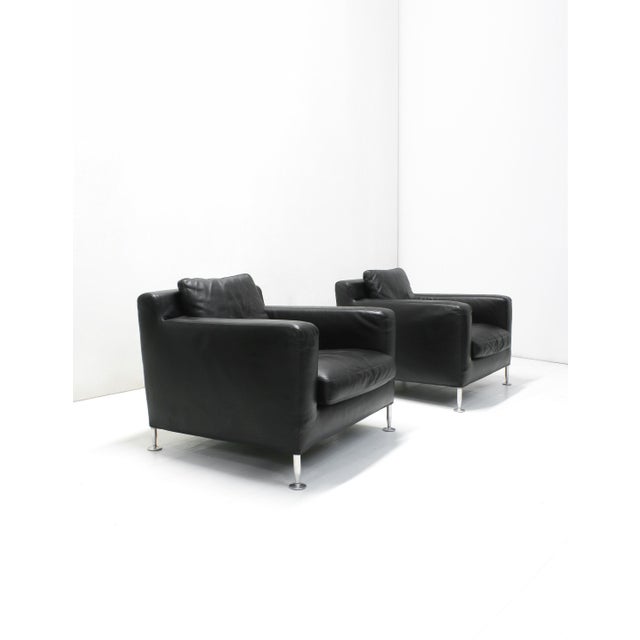 Harry Chairs in Black Leather by Antonio Citterio for B&B Italia, 1990s, Set of 2 For Sale - Image 13 of 14