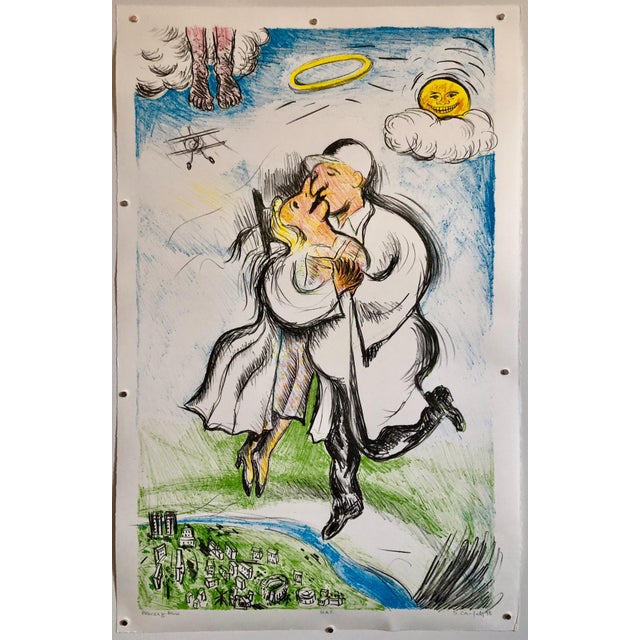 Sid Chafetz, Columbus, Ohio State Artist Lithograph "Heavenly Bliss" Angels, Biplane, 1998 For Sale In Miami - Image 6 of 6