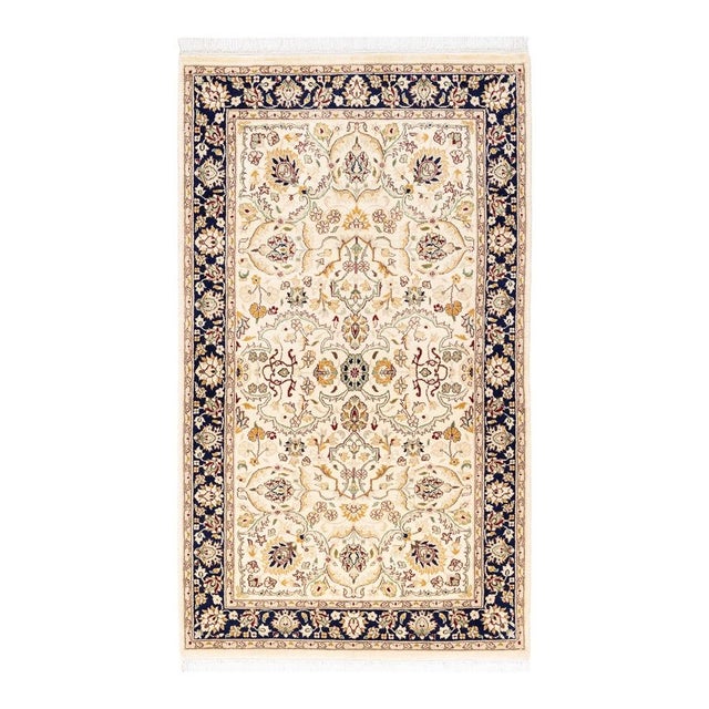 Ivory Mogul, One-of-a-Kind Hand-Knotted Area Rug in Ivory, 3' 1" x 5' 4" For Sale - Image 8 of 8