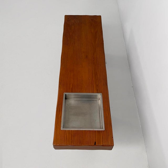 Italian Modern Wooden Bench with Metal Flowerpot, 1970s For Sale - Image 4 of 15