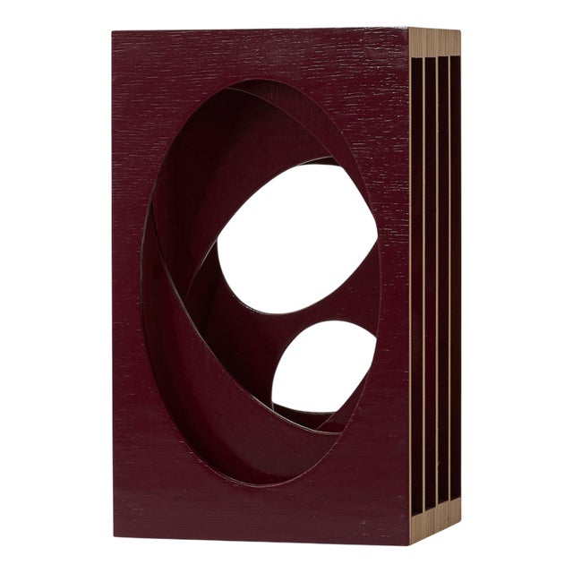 Tall Circle Cube Series 12 Wall Sculpture in Birch Plywood by A Hint of Neon For Sale
