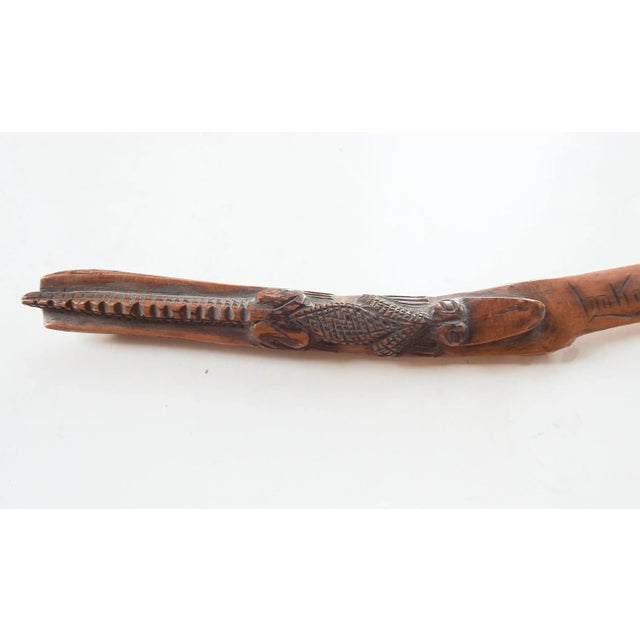 Rustic Vintage Folk Art Hand Carved Wood Alligator Letter Opener For Sale - Image 3 of 7
