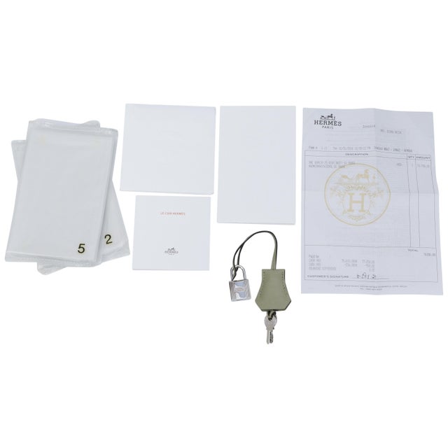 Hermès Birkin 25 Sauge Swift Palladium Hardware 2015 For Sale - Image 9 of 9