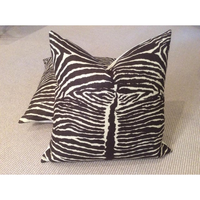 Not Yet Made - Made To Order Brunschwig and Fils "Le Zebre" Charcoal Brown & Off-White Pillows - a Pair For Sale - Image 5 of 5