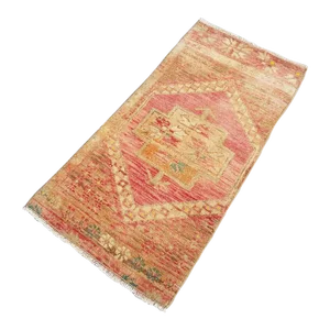 1950s Small Red and Brown Rug