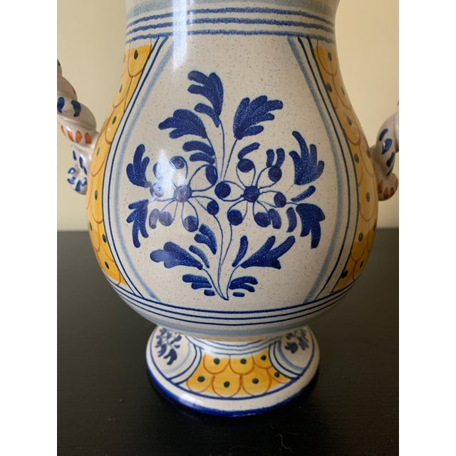 Italian Provincial Deruta Hand Painted Faience Pottery Jug Vase | Chairish