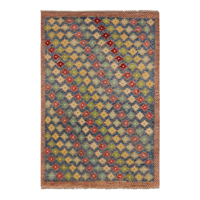 Modern Balochi Blue/Red Wool Rug - 4'2''x6'1'' For Sale