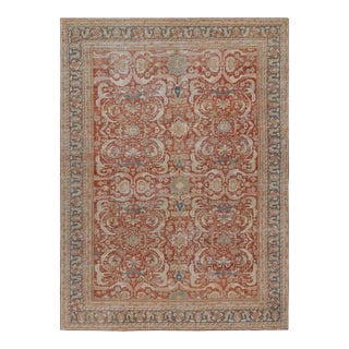 Vintage Oushak-Style European Rug in Red, With Floral Patterns From Rug & Kilim For Sale