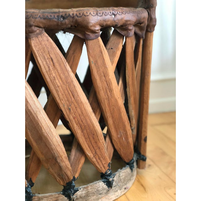 Brown Mexican Equipale Folk Art Chair With Hand-Painted Bullfight Scene 1930s For Sale - Image 8 of 12
