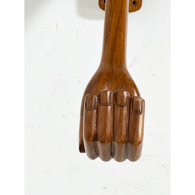 Pedro Friedeberg Pedro Friedeberg Style Wall Mounted Carved Wooden Coat Hook in Form of an Arm For Sale - Image 4 of 6