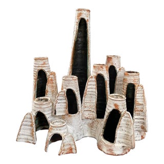 Mid Century Modern Art Pottery Sculptural Menorah by Ora Mazar For Sale