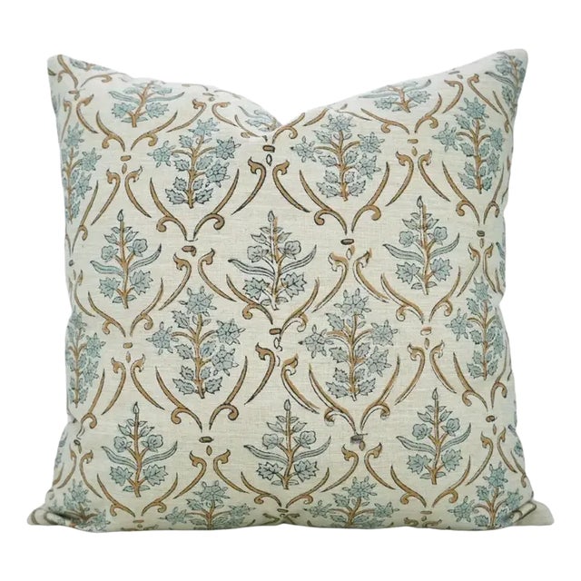 Fabdivine Traditional Block Print Pillow Cover 12x20 Inch Linen Blend-Vishal Pushp For Sale