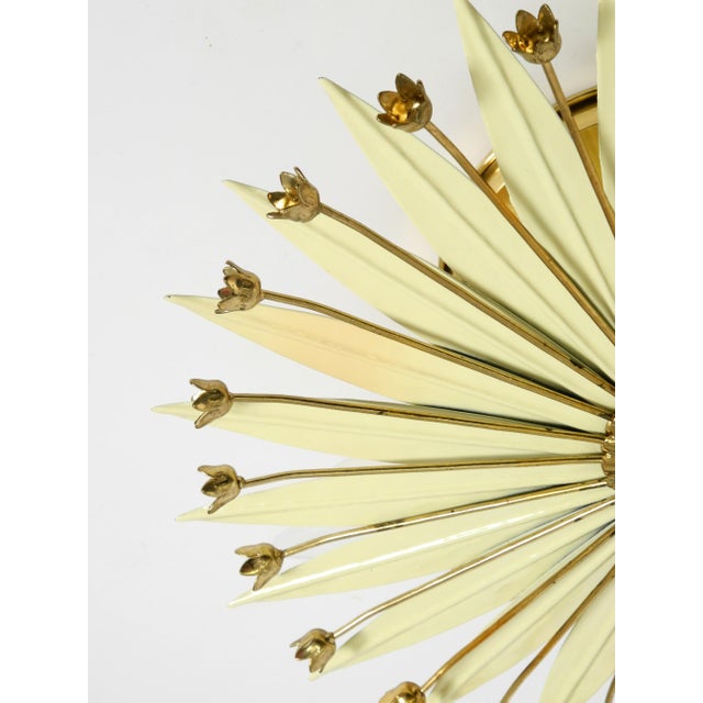 Small Vintage Brass and Metal Sunburst Ceiling Lamp, 1950s For Sale - Image 13 of 18