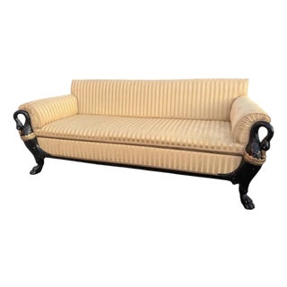 1930s Victorian Carved Swan Sofa For Sale