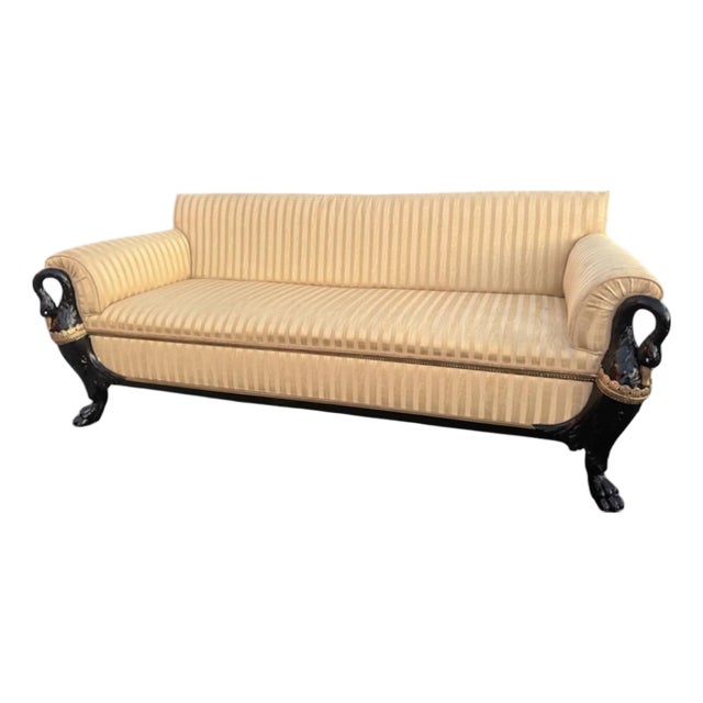 1930s Victorian Carved Swan Sofa For Sale