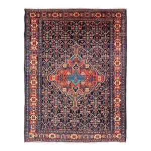 Antique Persian Senneh Rug With Unique Medallion and All-Over Design 3'6 X 4'10