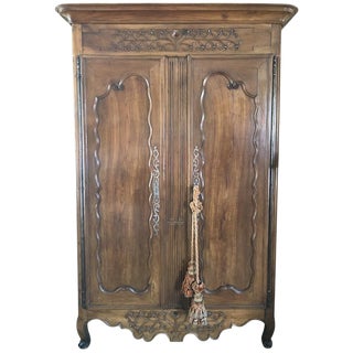 19th Century Louis XV French Carved Walnut Armoire For Sale