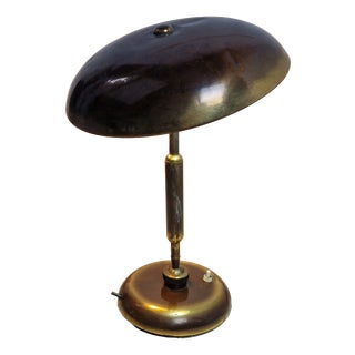 Brass Table Lamp Double-Joint Adjustable Tilting Lampshade, 1950s For Sale