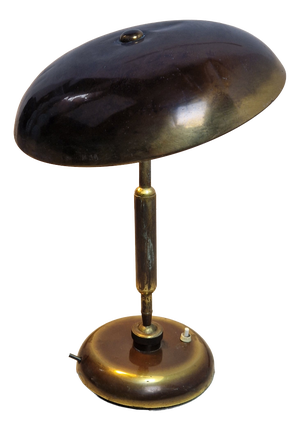 Brass Table Lamp Double-Joint Adjustable Tilting Lampshade, 1950s