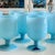 1930s Pretty set of 7 Morgantown Turquoise blue opaline water or wine glasses // Lead crystal // french blue glasses // original label For Sale In Kansas City - Image 6 of 8