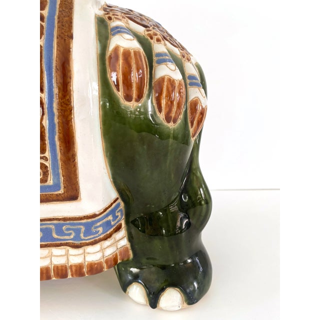 Mid Century Ceramic Elephant Garden Stool or Plant Stand For Sale - Image 4 of 12