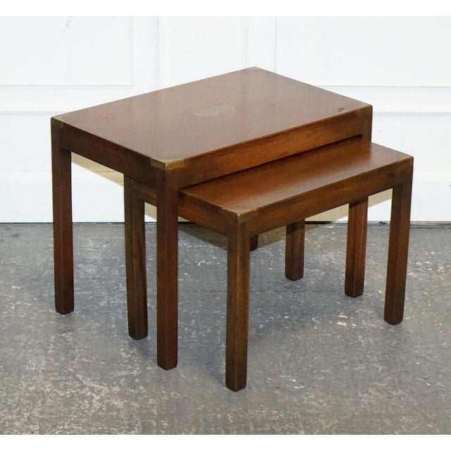 Vintage London Harrods Kennedy Military Campaign Nest Of Two Tables. They showcase exquisite craftsmanship and elegant...
