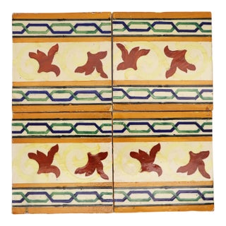 19th Century Set of Four Mediterranean Large Tiles, Portuguese For Sale