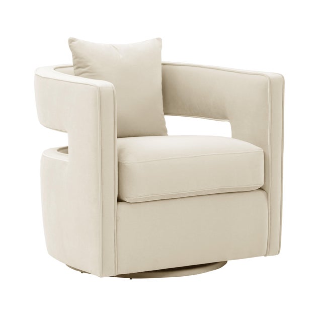Cream Kennedy Cream Velvet Swivel Chair For Sale - Image 8 of 8