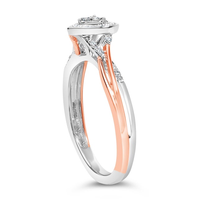 Haus of Brilliance 14K Rose Gold Plated Sterling Silver 1/10 Cttw Diamond Heart Motif Ring - Size 7 For Sale - Image 4 of 6