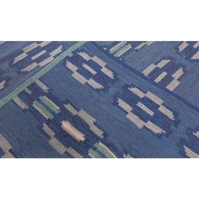 Vintage Swedish flat weave rug by A Bindd Size: 6'3" × 7'9" (190 × 236 cm) The Vintage Swedish Flat-Weave Rug by A. Bindd,...