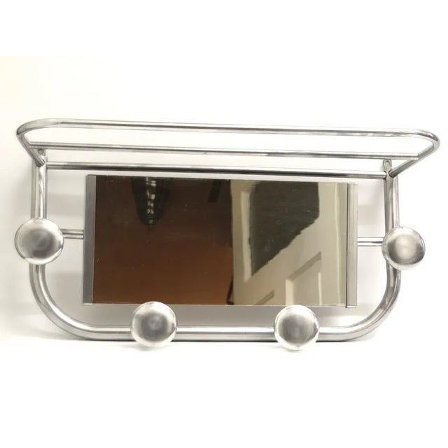 Art Deco French Aluminum Coat Rack with Mirror, 1940s For Sale - Image 6 of 6