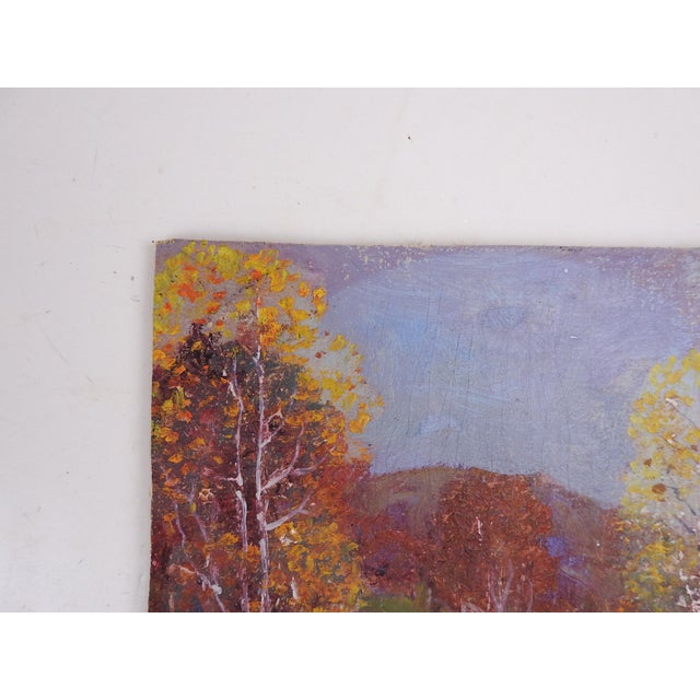 Vintage Impressionist Riverside Cabin Landscape Painting For Sale - Image 4 of 8