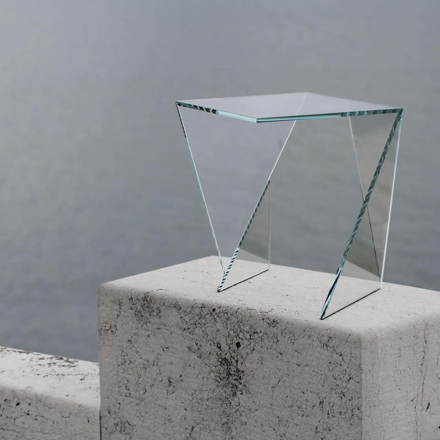 Origami Side Table in Crystal Glass by Barberini & Gunnell For Sale - Image 6 of 9