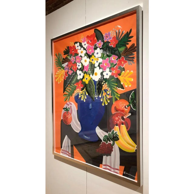 Contemporary Bouquet, Pop Art Style and Classical, Framed Colorful Still-Life Flower Painting, 2018 For Sale - Image 3 of 11