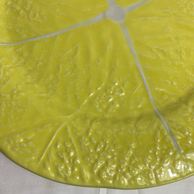 Mid-Century Modern Mid-Century Secla Portugal Yellow Cabbageware 13" Serving Platter For Sale - Image 3 of 5