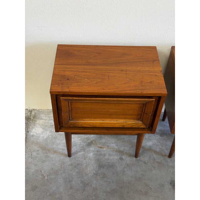 Wood Pair of Mid 20th Century Basic Witz Walnut Nightstands Brutalist Style For Sale - Image 7 of 10