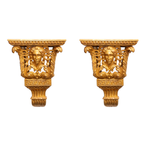 Pair of Mid 20th Century Neoclassical Custom Giltwood Wall Brackets