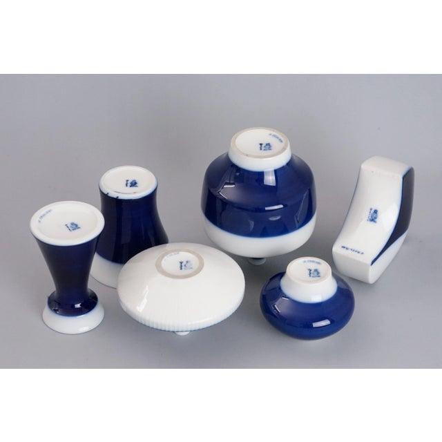 1960s Mid-Century Vase in White and Blue Porcelain from KPM Berlin, 1950s, Set of 6 For Sale - Image 5 of 6