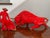 Mid-Century Modern Large Pair of 1950s MCM Glossy Firehouse Red and Gilded Kt Gold Paint Accents Ceramic Fighting Bull and Matador Figurines For Sale - Image 3 of 12