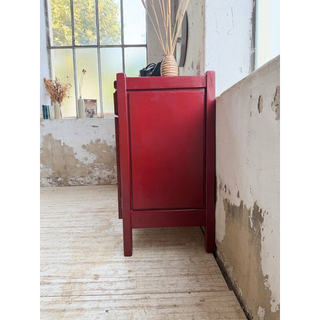 1970s Vintage Red Lacquered Sideboard in Wood, 1970 For Sale - Image 5 of 18