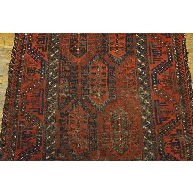 Early 20th Century 1900s Red Geometric Tribal Antique Baluch Persian Rug 4'6" X 6'8" Handknotted Wool Carpet For Sale - Image 5 of 6