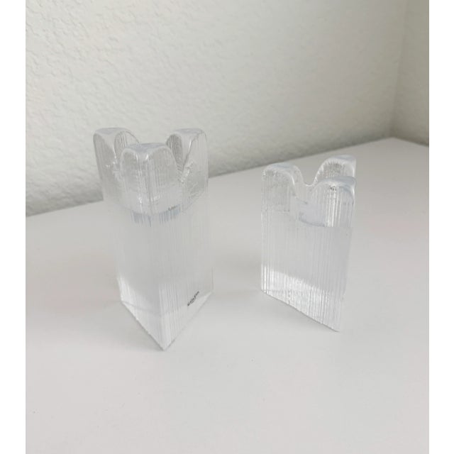 Mid-Century Modern Vintage Kosta Boda Ice Block Candle Holders, Set of 2 For Sale - Image 3 of 8
