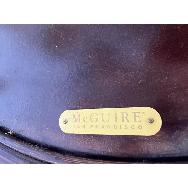 McGuire 1990s McGuire Three Tier Ebonized Rattan Rolling Bar Cart For Sale - Image 4 of 7