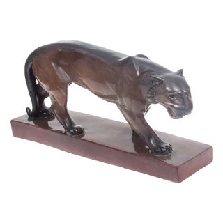 Art Deco Style Ceramic Panther Figurine For Sale