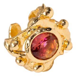 Sacred Flame Tourmaline Gold Ring, Size 8 For Sale