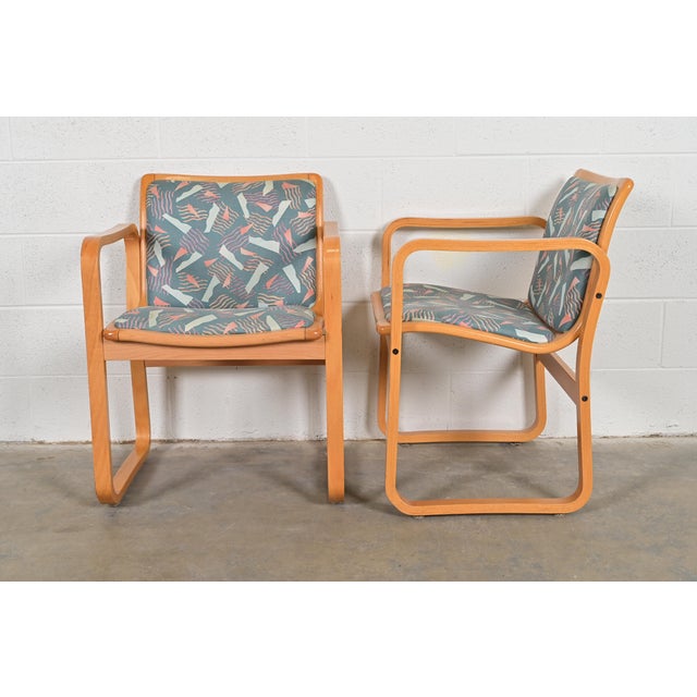 Loewenstein Modern Bent Beechwood Sled Leg Lounge Chairs, Pair For Sale - Image 11 of 15