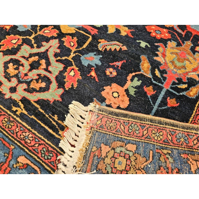 Antique Persian Malayer Rug, Hand-Knotted Wool, Geometric Pattern, 5x7, Navy and Green For Sale - Image 15 of 16