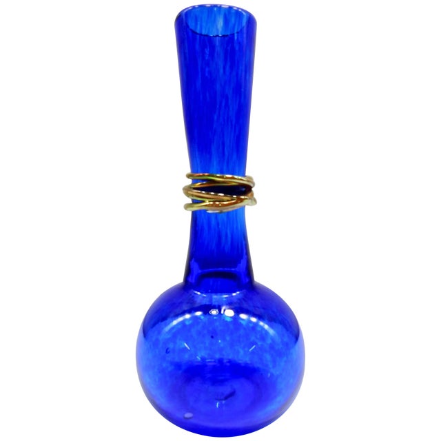 Signed Ignis Cobalt Blue Bud Vase, 2004 For Sale